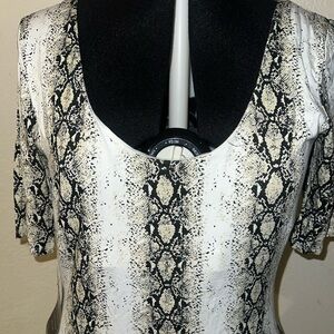 Bebe python coated knit dress